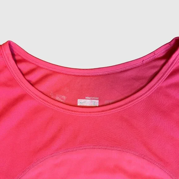 Nike Women's FIT DRY Running Shirt with Zipper Pouch - Pink - US L - Picture 4 of 4